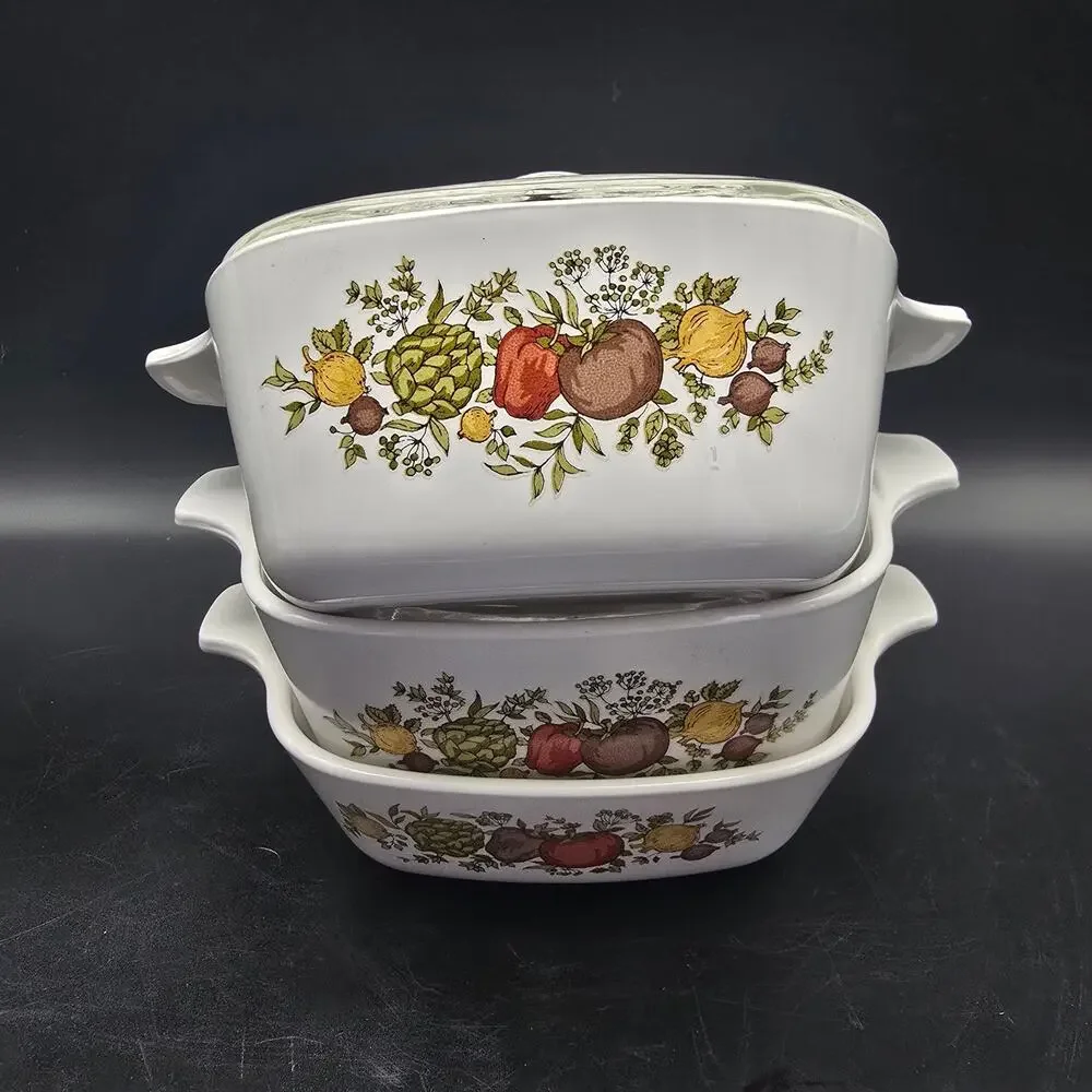Corningware Spice of Life Small Casserole Dish Set Bakeware Vintage 1970s